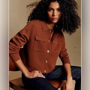 Sezane Betty Brown Button-Up Jacket NWOT